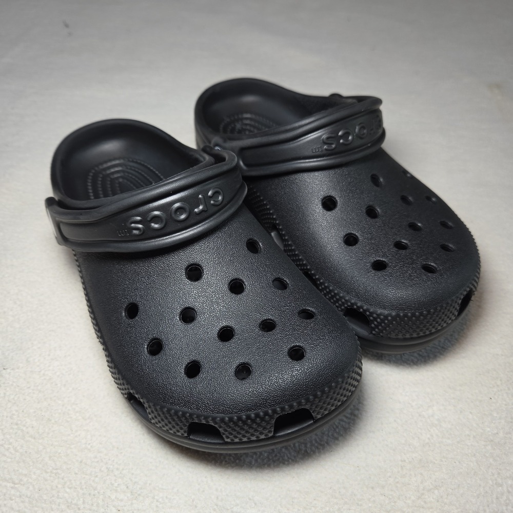 🐊 CROCS Classic Clog Unisex Black Mule Shoes Kids J 2 Comfort Water Summer
